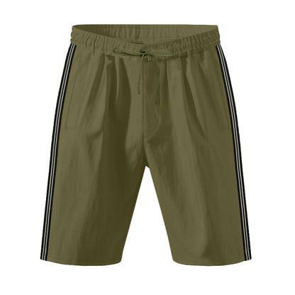 Mens Beach Outdoor Sports Shorts Breathable Striped Casual Cropped Trousers