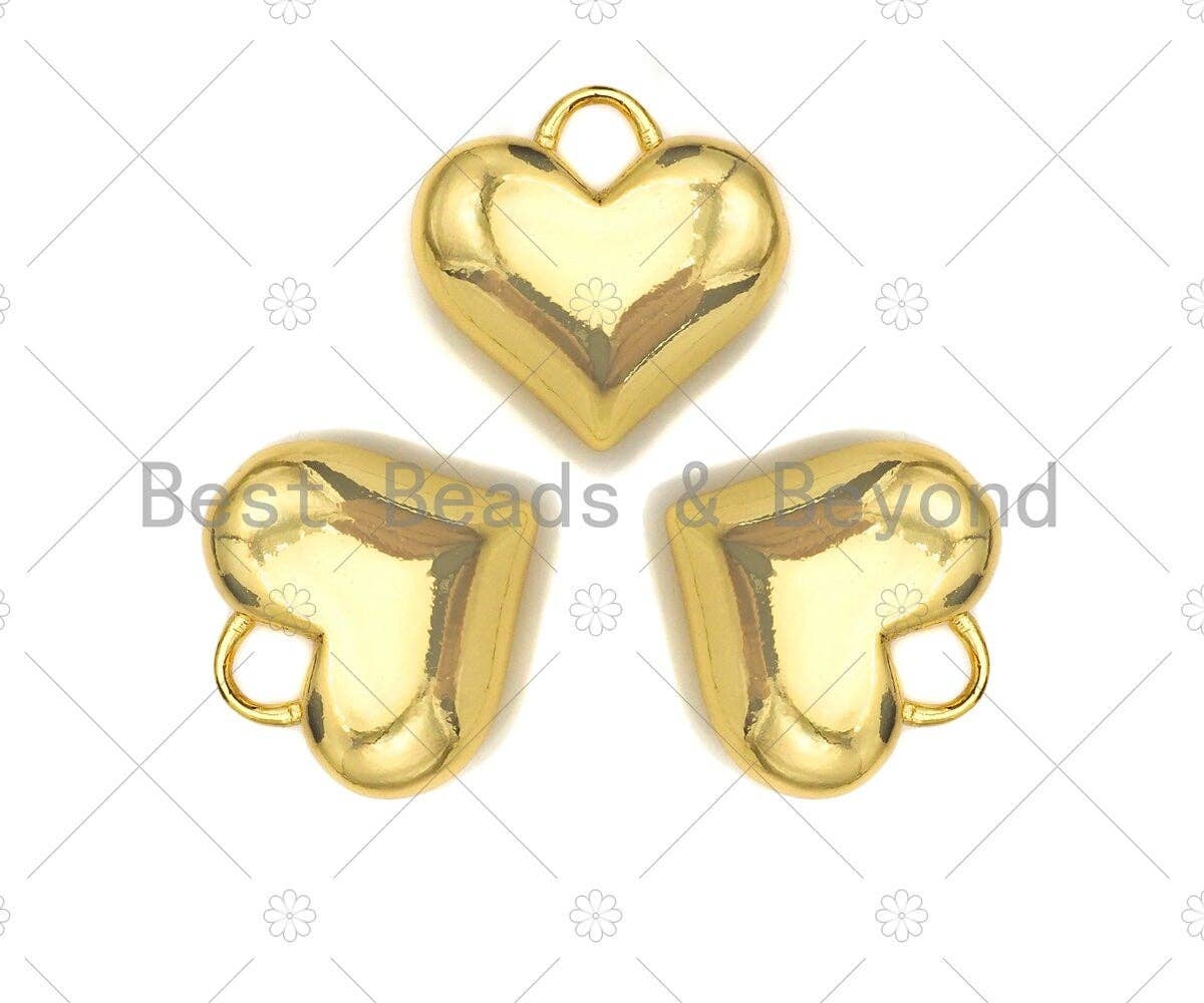 Plain Gold Puffy Heart Shape Charm/Pendant, Heart Shape Charm, SKU#Y325