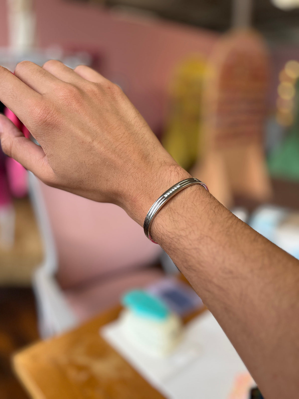 Sleek Banded Jeweled Titanium Bracelet