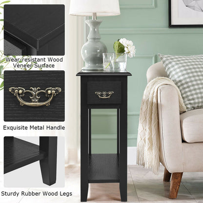 End Table Bedside Sofa End Table Narrow Nightstand with Wooden Legs