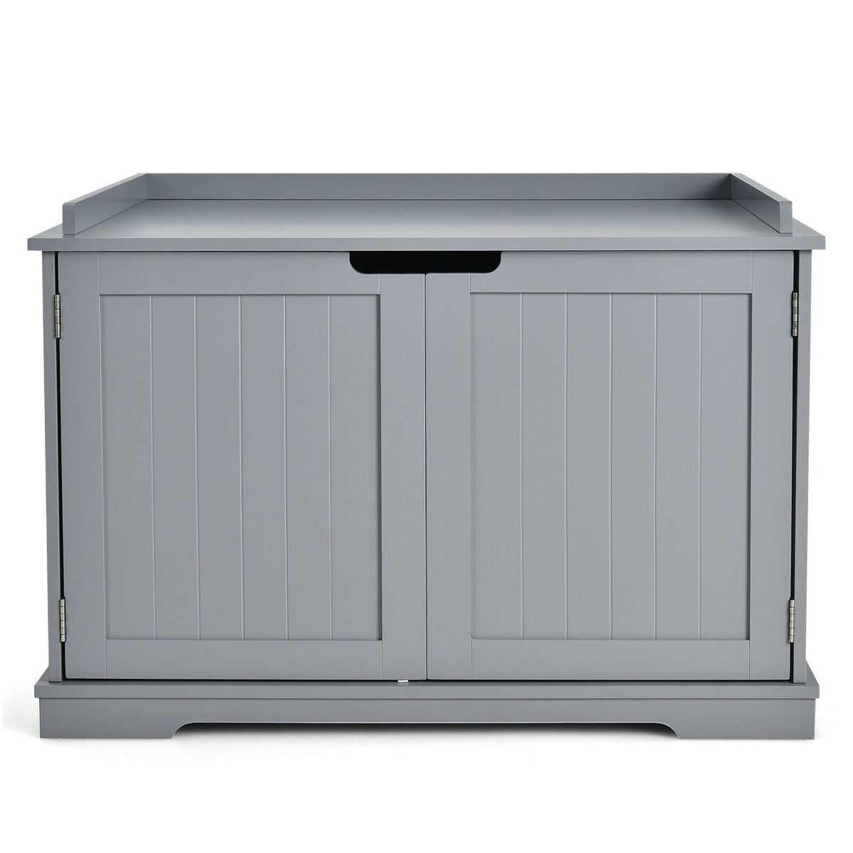 Cat Litter Box Enclosure with Double Doors for Large Cat and Kitty-Gray