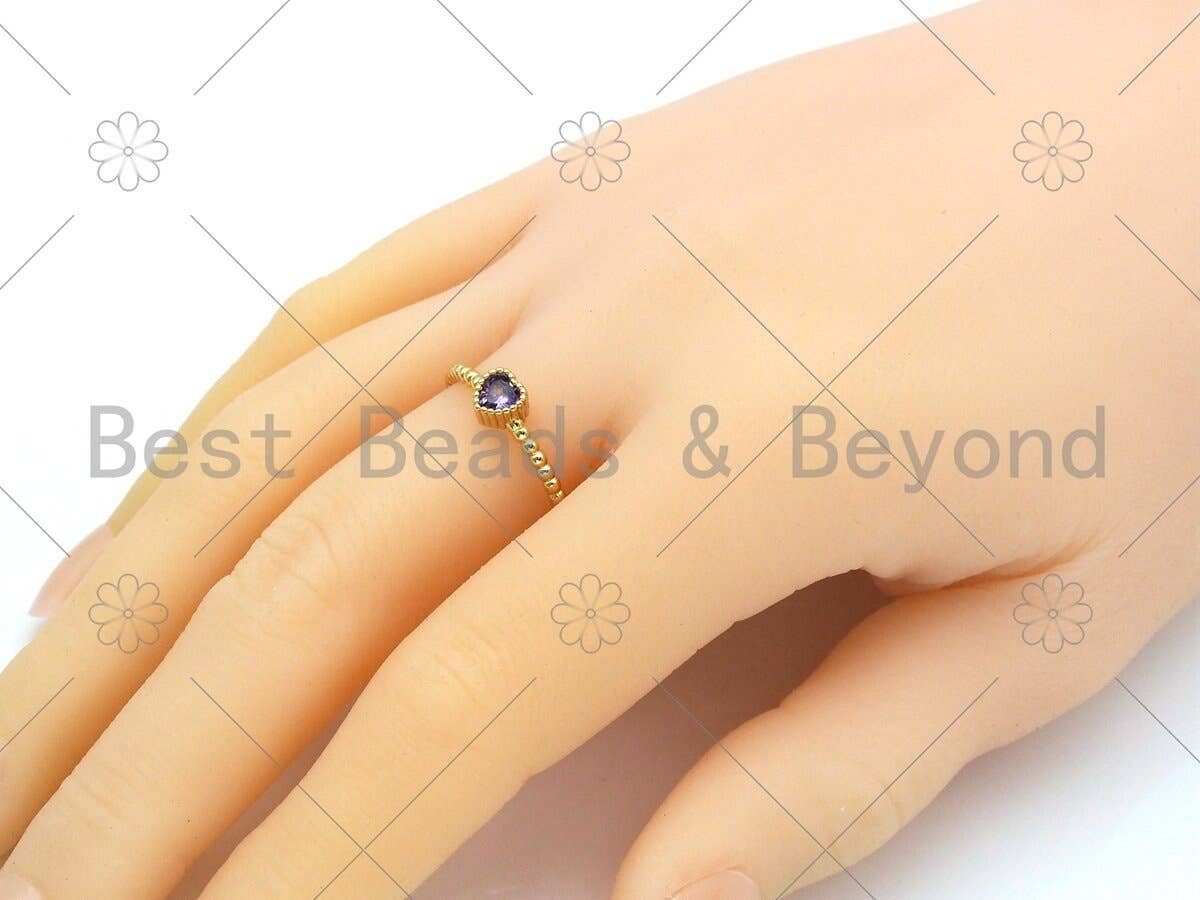 Violet CZ Heart Shape Adjustable Ring, Sku#X227