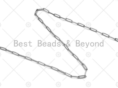 4x12mm Stainless Steel Paperclip Chain by Yard, Silver Unfinished Jewelry Chains, Wholesale Paper Clip Chain, non-tarnishing Chain, sku#A99