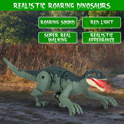 Remote Control Dinosaur Toys Jurassic Realistic RC Dinosaur Rechargeable T-Rex Walking Robot with 3D Eye Roaring Sounds Red Light Remote Control for 3