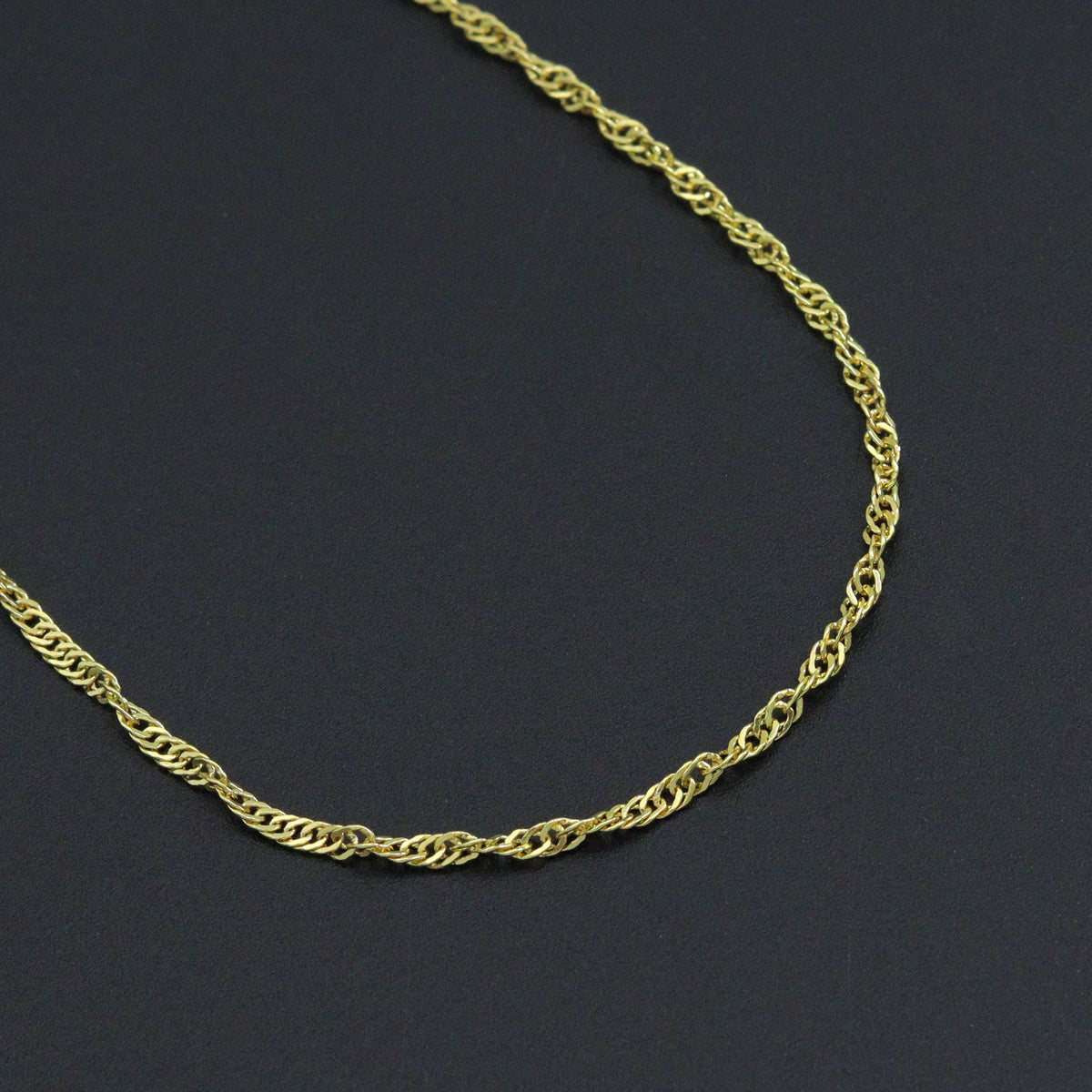 18K Gold Finished Gold Singapore Chain Necklace, sku#JD05
