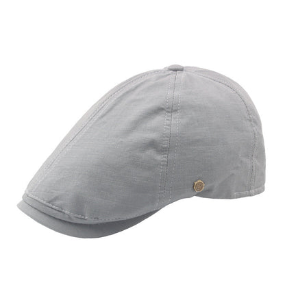 Plaid Men's Flat Cap Retro W Copper Button Beret