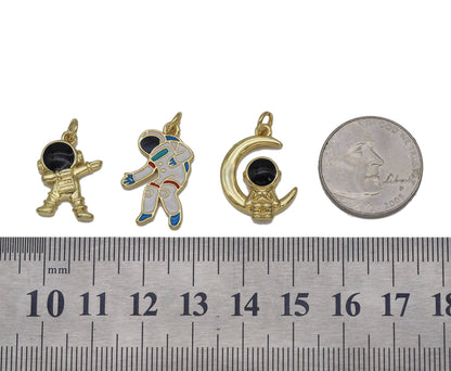 Gold Enamel Astronaut Charm, Sku#LD278