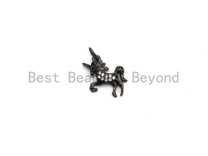 CZ Micro Pave Small Unicorn Pendant Charms for Necklace/Bracelet, Cubic Zirconia Pendant, Kids Jewelry Charm, 12x14mm, sku#Y196