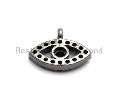 Micro Pave Black CZ Pave On Black Evil Eye Charm Beads, Cubic Zirconia Paved Evil Eye Charm, 8x11mm, sku#B102