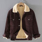 Men's Corduroy Workwear American Retro Lapels Jacket Heavy Imitation Lamb Wool Thickened Cotton-padded Coat
