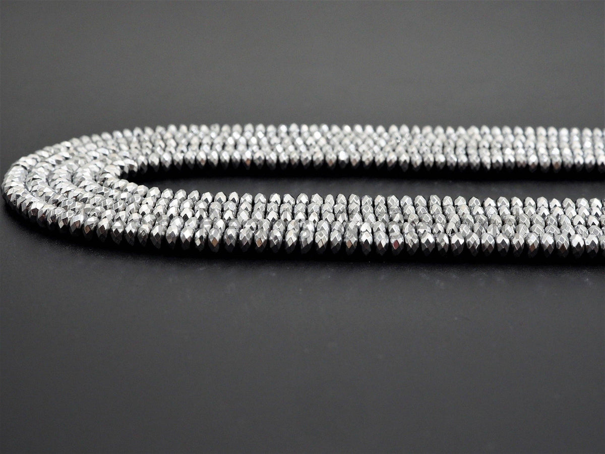 Quality Natural Silver Hematite beads,Rondelle Faceted Beads, Sku#S116