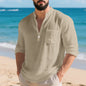 American Style Linen Long-sleeved Men's T-shirt