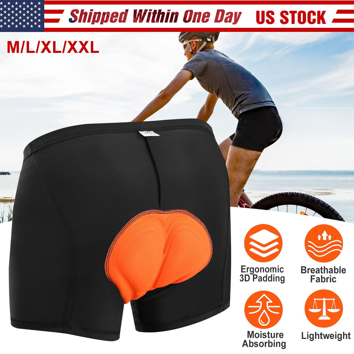 Men\'s Cycling Underwear Shorts 3D Padded Bike Underwear Shorts Breathable Moisture Absorbing Quick Dry