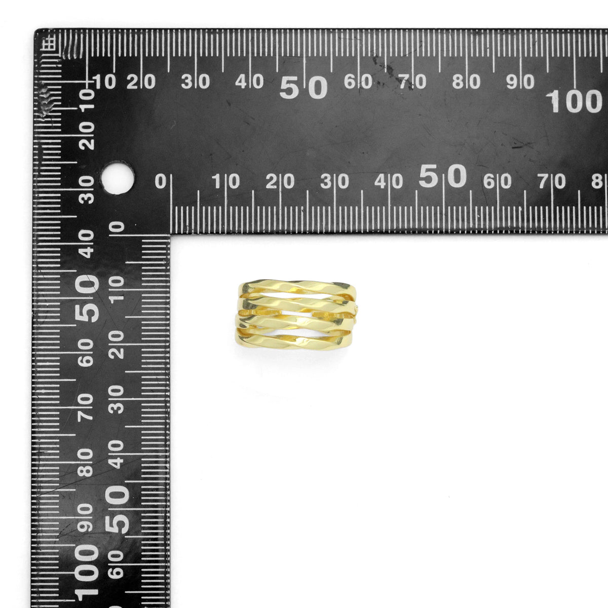 Slippy Gold Silver Twisted multiline Ring, Sku#A397