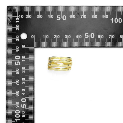 Slippy Gold Silver Twisted multiline Ring, Sku#A397