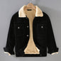 Men's Corduroy Workwear American Retro Lapels Jacket Heavy Imitation Lamb Wool Thickened Cotton-padded Coat