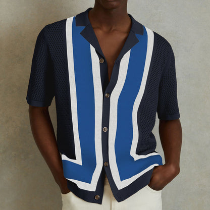 Men's Summer New Striped Contrast Color Knitwear Top