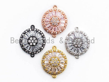 CZ Micro Pave Clear Crystal Evil Eyes Coin Connector for Bracelet/Necklace, Cubic Zirconia Space Connector Link, 14x18mm, 1pc, sku#A53