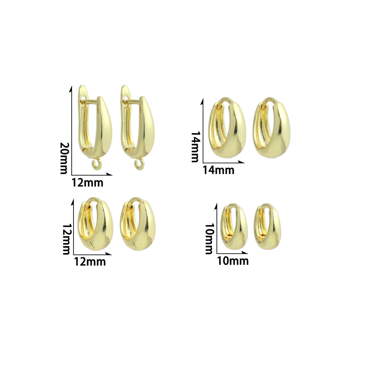 Plain Gold Oval Shape Everyday Hoop Earrings, Sku#LD742