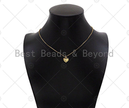 Love/Mom Word On Heart Shape Pendant18K Dainty Gold Medallio