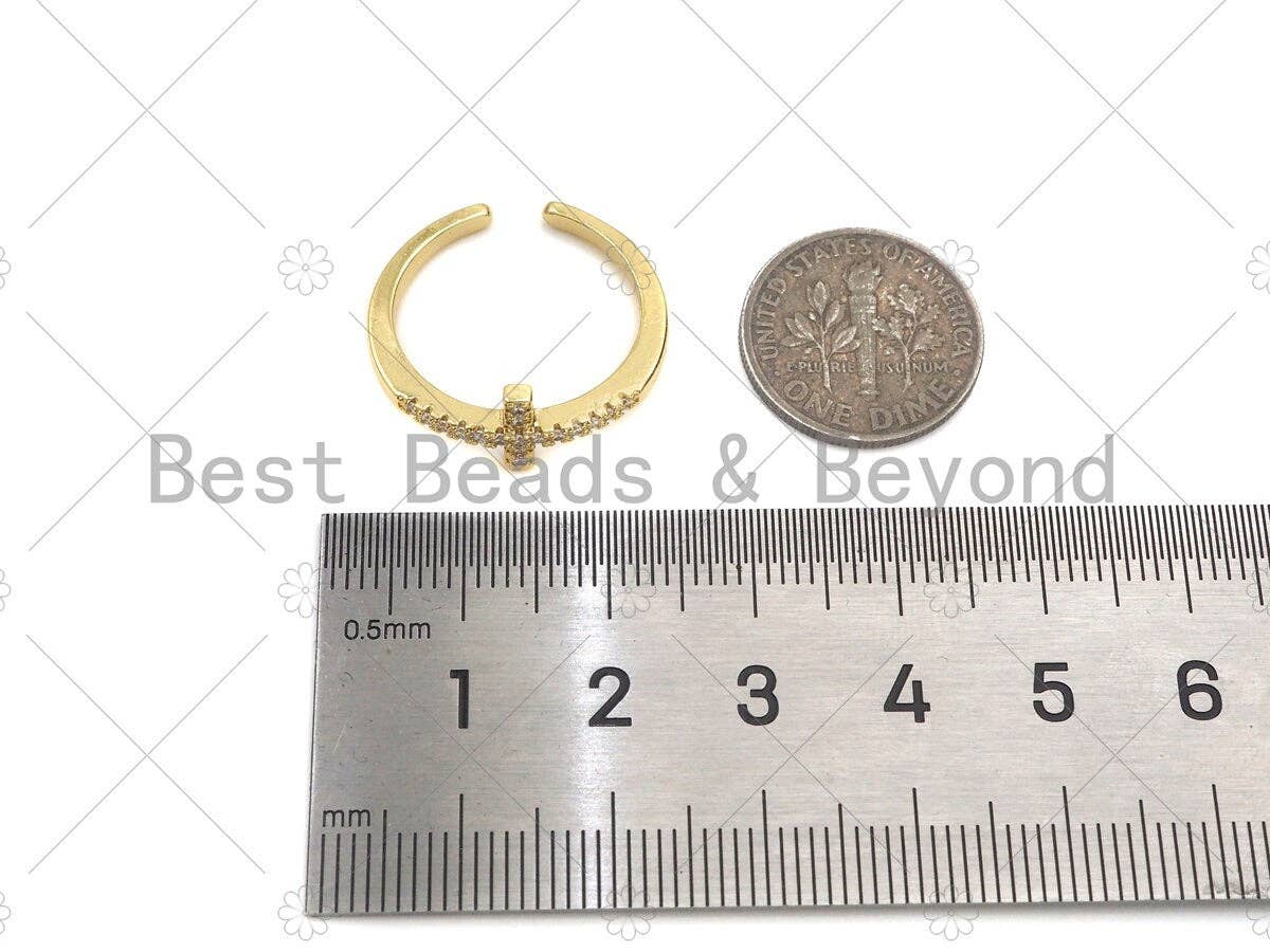 Cross Open Ring, Celestial Gold/Silver Ring, Pave ring, Statement Ring, Bridesmaid Gift, Dainty Cross Ring, 22mm,sku#LD47