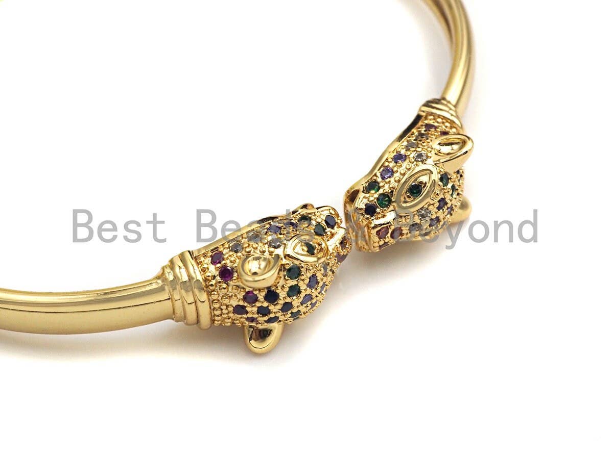 CZ Panther Head Cuff Bracelet, Sku#X155