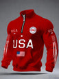 Mens Half-zip Hooded Sweatshirt With A Stand-up Collar Design