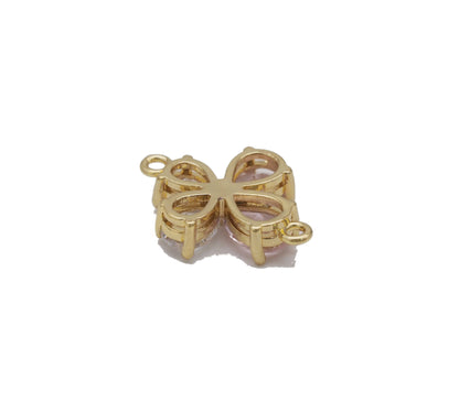 Clear Pink Drop Shape CZ Flower Connector Charm, Sku#LD332