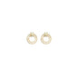Gold White Mother of Pearl Circle With Knot Stud Earrings, S