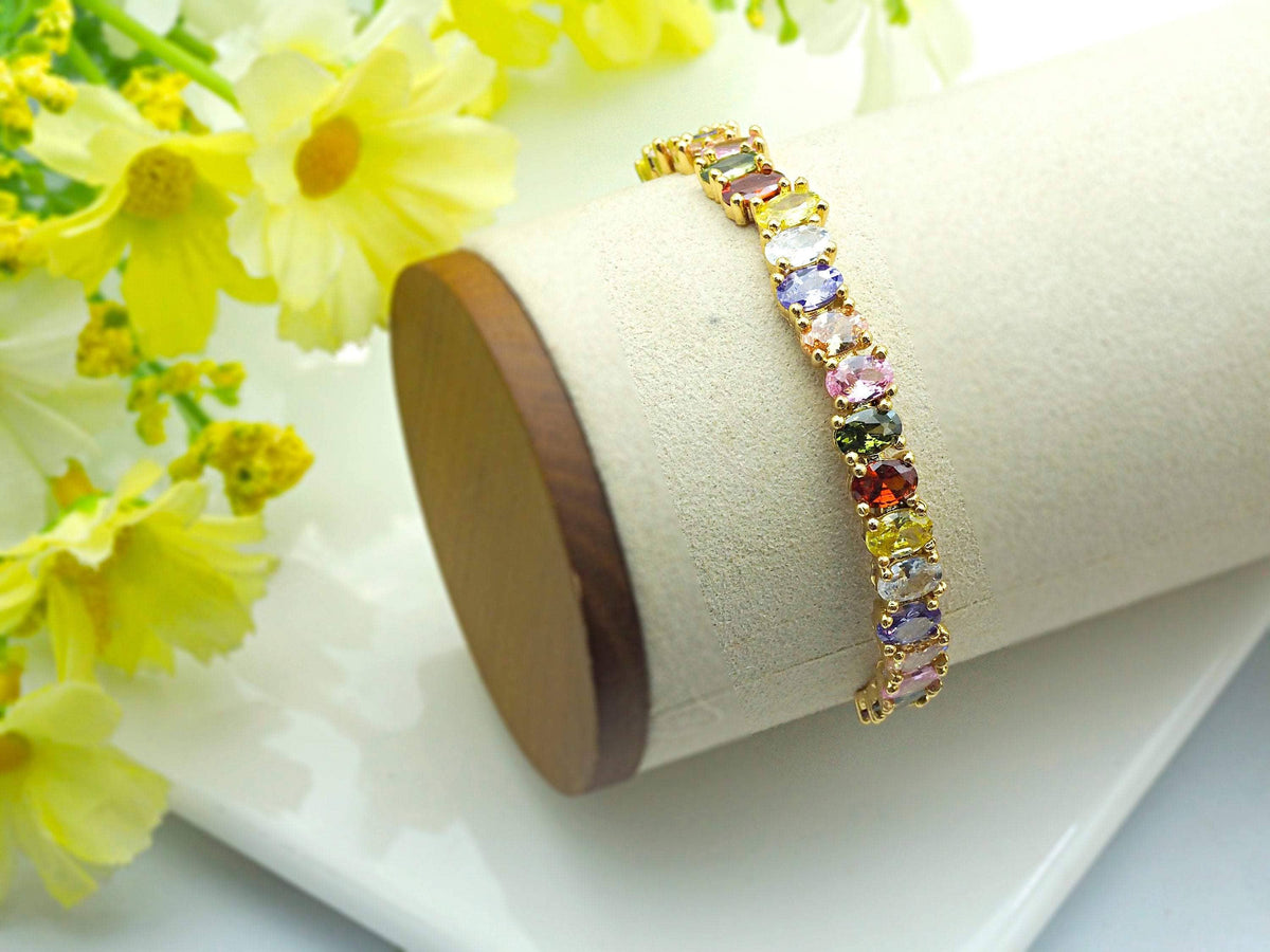 Colorful CZ Cuff Bracelet, Sku#X29