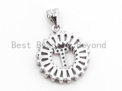 CZ Micro Pave Initial Letter S T Charm/Pendent Beads, sku#z237