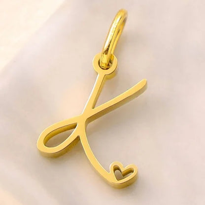 SUNIBI Personalized Initial Letter Heart Stainless Steel Accessories for Woman Necklace Ladies Jewelry Charm Gifts Wholesale