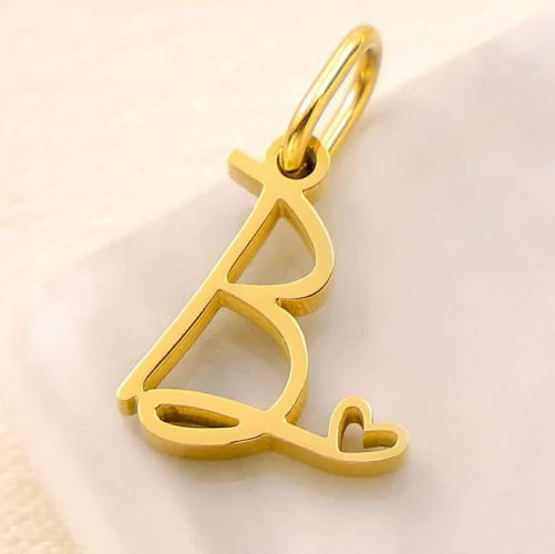SUNIBI Personalized Initial Letter Heart Stainless Steel Accessories for Woman Necklace Ladies Jewelry Charm Gifts Wholesale