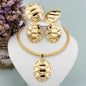 Luxury Female Jewelry Set Gold Color Necklace Big Circle Earrings Bangle Ring for Fashion Women Dubai African Party Jewelry