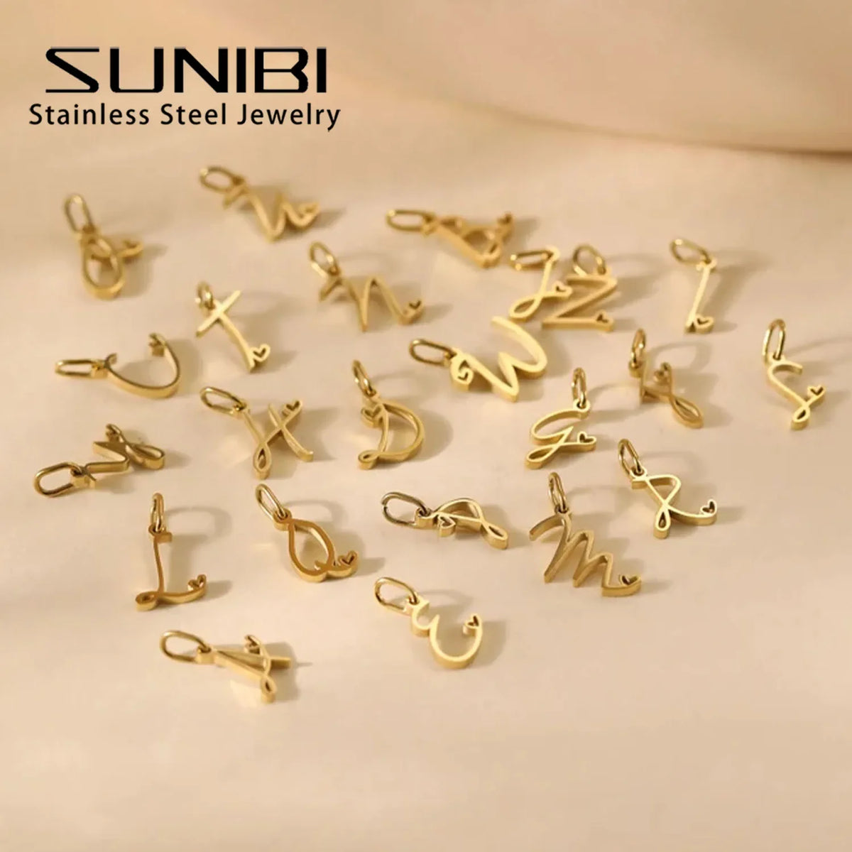 SUNIBI Personalized Initial Letter Heart Stainless Steel Accessories for Woman Necklace Ladies Jewelry Charm Gifts Wholesale