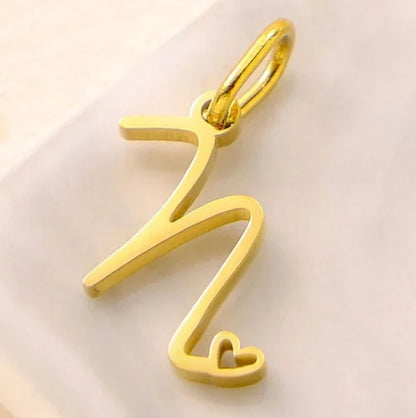 SUNIBI Personalized Initial Letter Heart Stainless Steel Accessories for Woman Necklace Ladies Jewelry Charm Gifts Wholesale