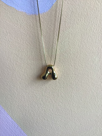 Bubble Letter Initial Necklace
