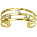 10k Yellow Gold Cubic Zirconia Trio Band Toe Ring