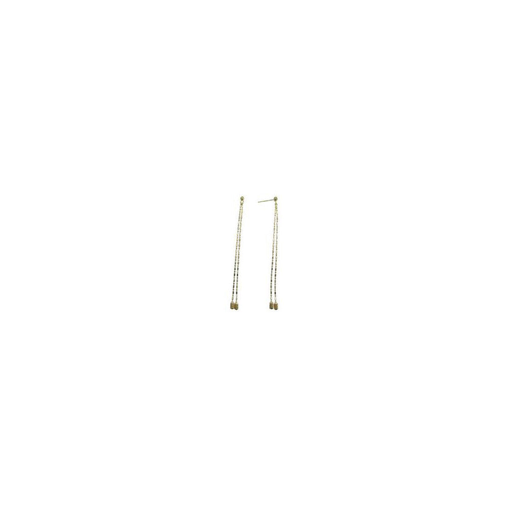 14k Yellow Gold Double Chain Dangle Earrings