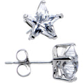 14k White Gold .80ct Basket Set Star CZ Stud Earrings