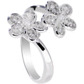 925 Sterling Silver Clear CZ Twin Flower Toe Ring