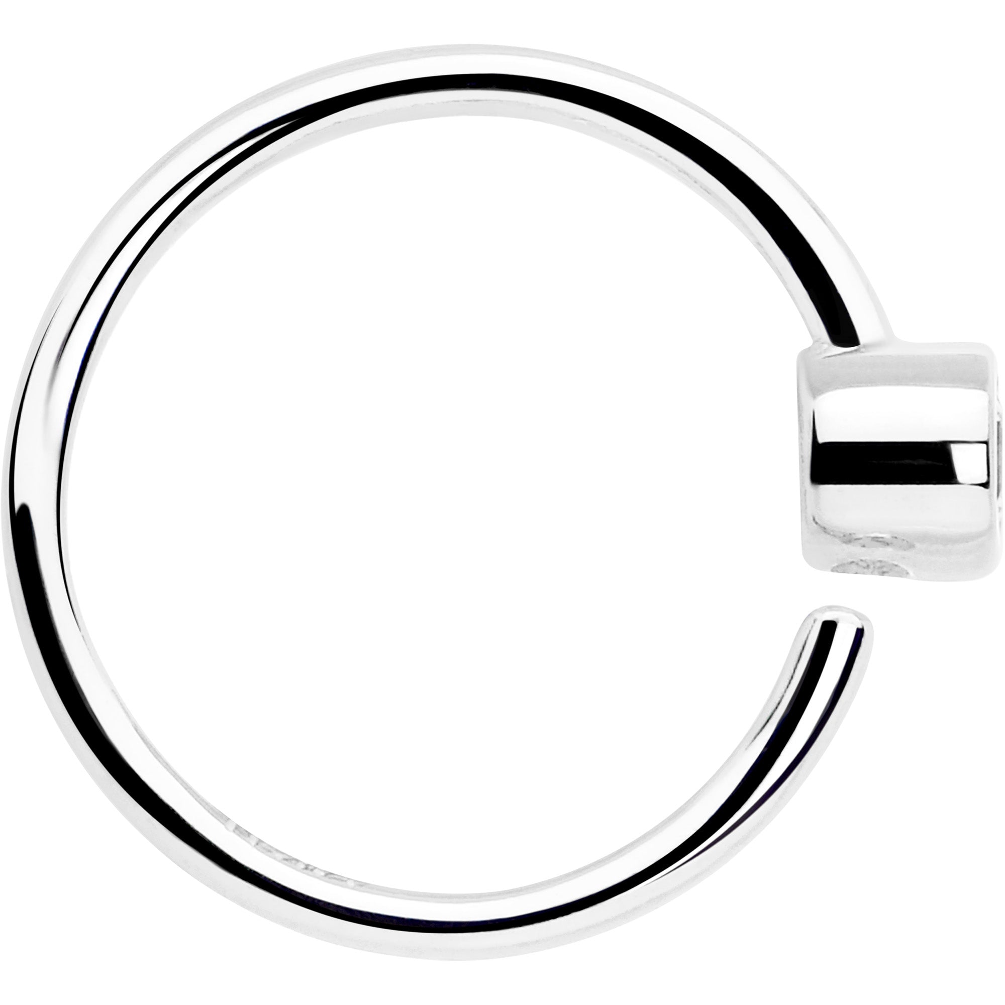 14k Solid White Gold Bendable Nose Hoop 20G 5/16 with 2mm Bezel CZ