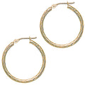 Solid 14K Yellow Gold 1 Inch Twist Pattern Hoop Earrings