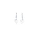 14k White Gold Hollow Heart Huggy Earrings