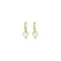 14k Yellow Gold CZ Jeweled Heart Huggy Earrings