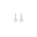 14k White Gold CZ  Cutout Heart Huggy Earrings