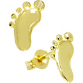 14k Yellow Gold Pretty Feet Stud Earrings