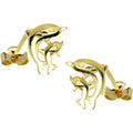 14k Yellow Gold Family Dolphin Stud Earrings