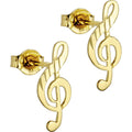14k Yellow Gold Music Note Stud Earrings