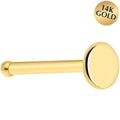 Solid 14K Yellow Gold Flat Disc Nose Bone